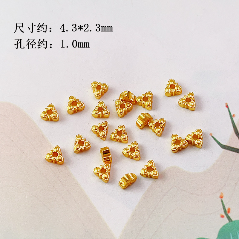 Ancient S925 Silver Gold-Plated Spacer Bead Bracelet Necklace Handmade DIY Beaded Jewelry Accessories Wenwan Accessories