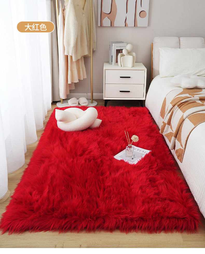 Black Carpet Plush Imitation Wool Bedroom Bedside Blanket Clothing Store Product Photography Photo Floor Mat Accessible Luxury High-End