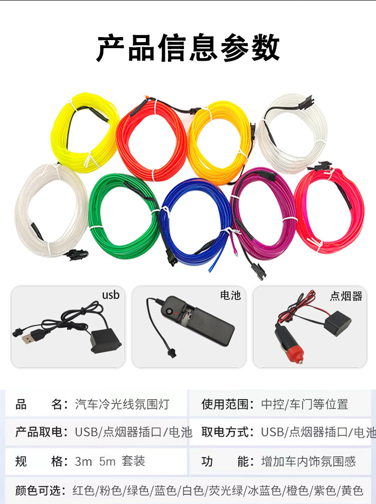 Car Ambient Light, Car Interior Led Light Strip, USB Atmosphere Cold Light, Car Accessories, Modification, No-Wiring Light Strip