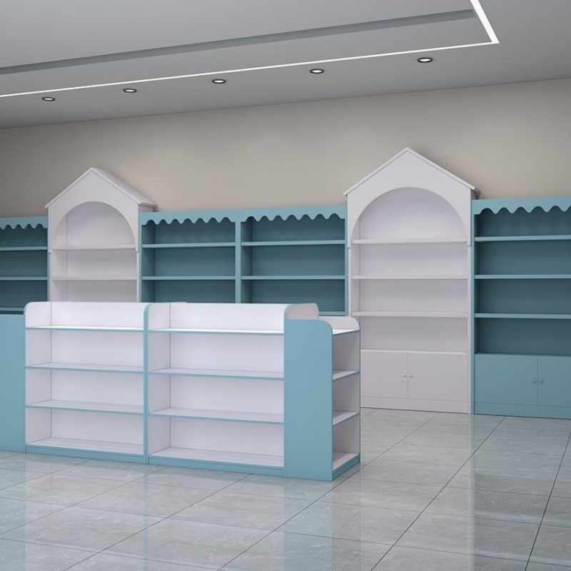 母婴店货架奶粉展示柜木质尿不湿展示架儿童玩具中岛柜宠物垒德株