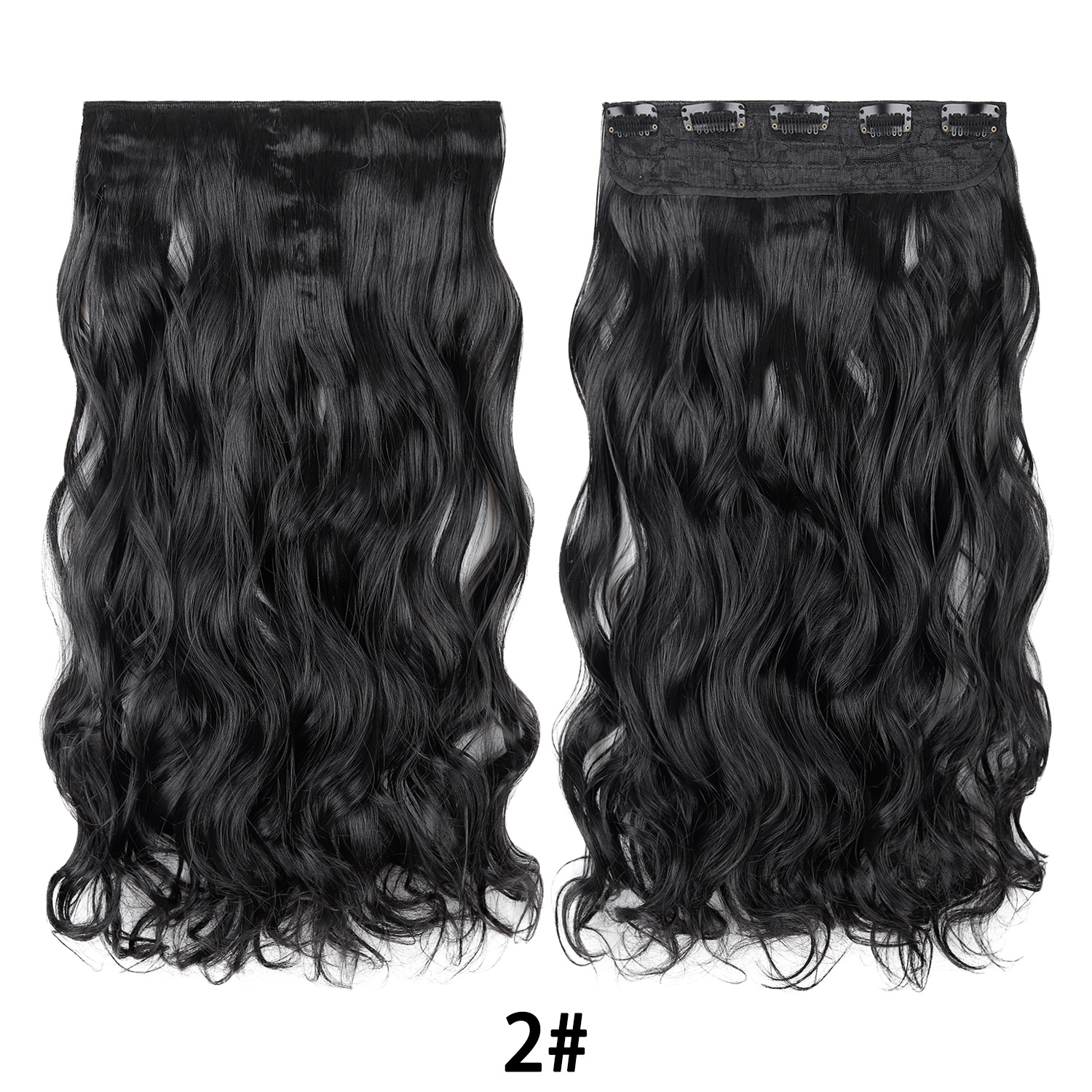 Extensión de Cabello de 5 Clips de 18 Pulgadas de Fibra de Alta Temperatura Rizado para Señoras