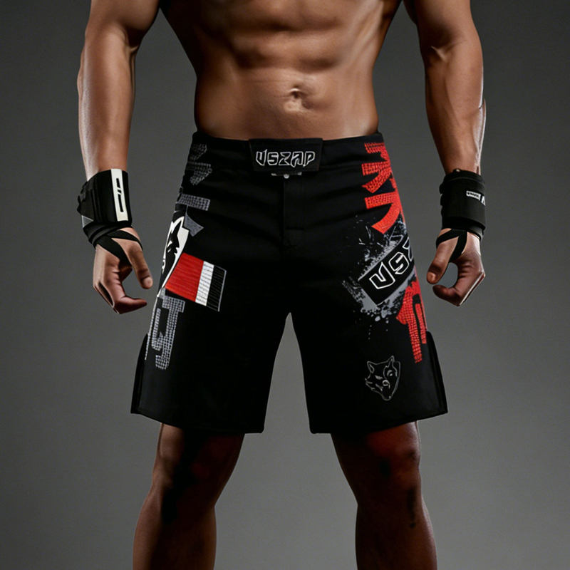 Vszap Fighting Wolf Lettering Authentic Sports Shorts for Men, Quick-Dry Training Shorts, Multi-Functional Fitness Pants, Wear-Resistant