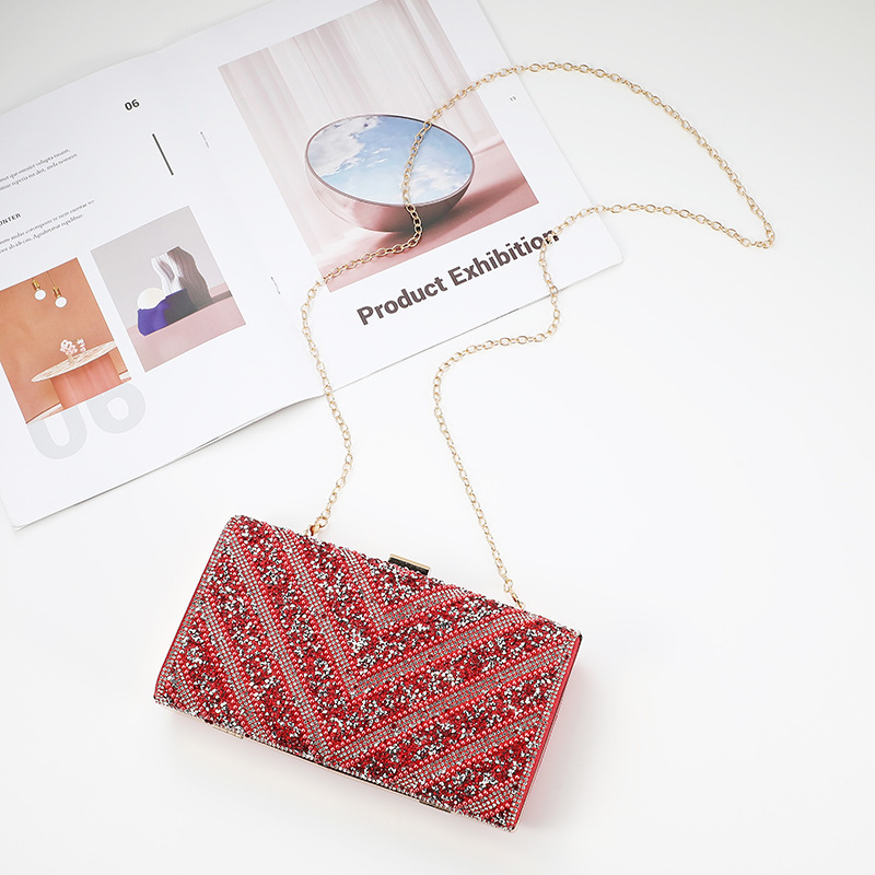 Large capacity diamond studded women's evening bag simple and fashionable rhinestone hand held evening bag_voghion.com