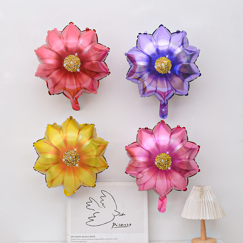 Inswind rosa girasol globo de flores rojo rosa púrpura flor película de aluminio decoración de escritorio image 2