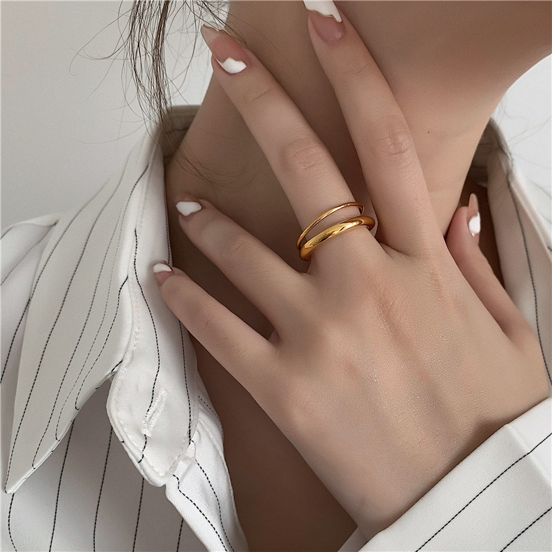 Elegant Retro Streetwear Geometric Titanium Steel Rings display picture 1