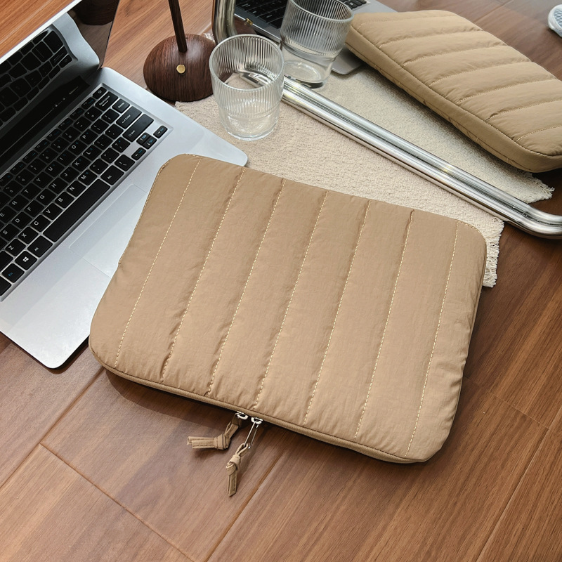 Korean-Style Simple Tablet Storage Bag, Ins Japanese-Style Solid Color Striped Versatile iPad Inner Sleeve, 14inch Notebook Bag