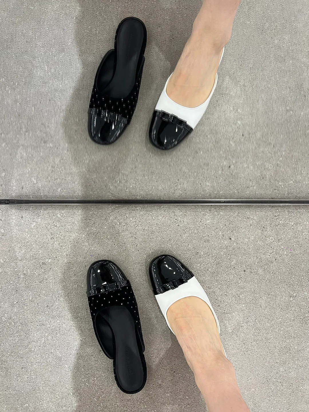 Damen Slipper Mit Schleife Farbblock Design Flache Sandalen_voghion.com