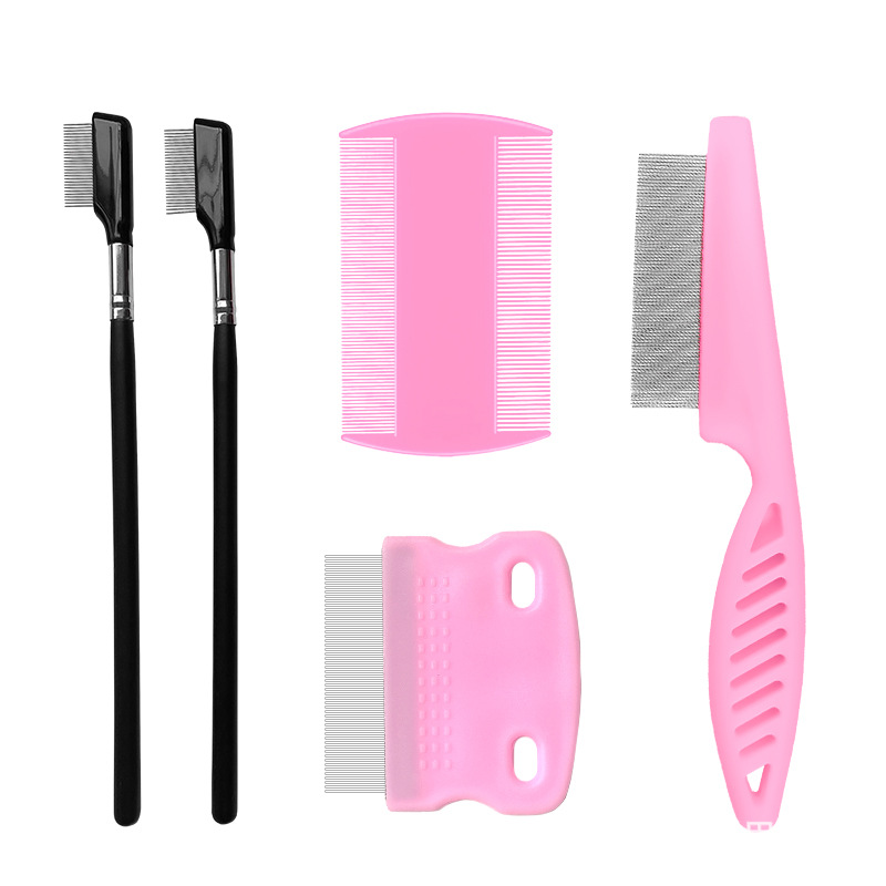 Peine para mascotas para eliminar pulgas, juego de 4 piezas, dientes densos de acero inoxidable, juego de limpieza facial, peine para gatos, suministros para perros, nuevo estilo transfronterizo
