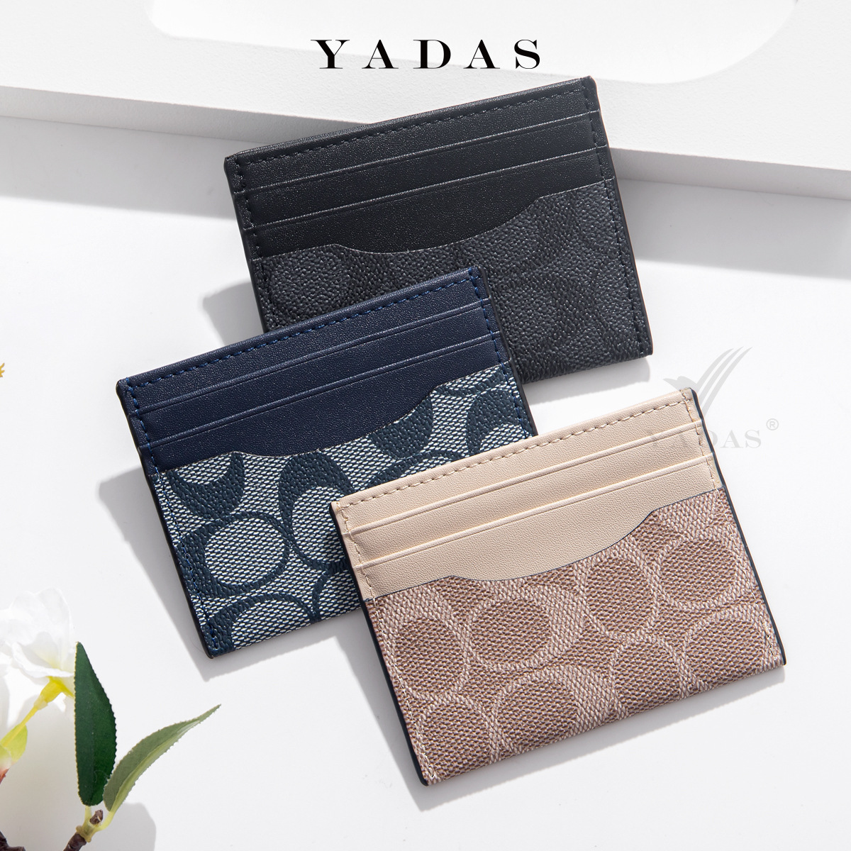 YADAS nuevo paquete de tarjetas de cremallera impresión oval patrón antiguo de moda multi tarjeta damas fábrica PU bolsa de tarjetas al por mayor