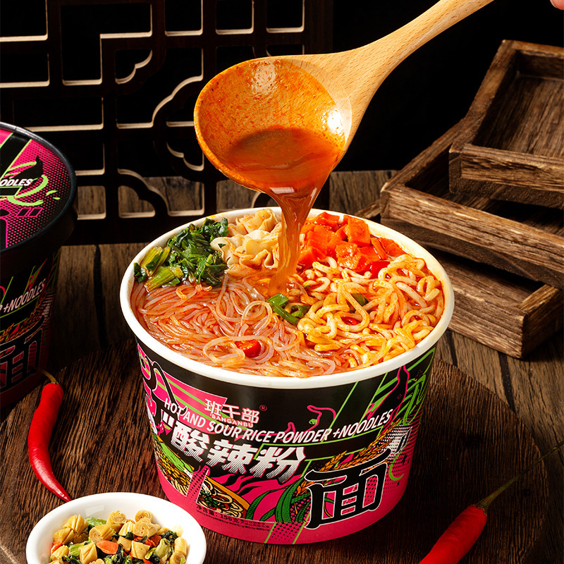 班干部桶装酸辣粉面酸辣粉方便面冲泡速食整箱|undefined