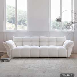 设计师款法式复古奶油风白色羊驼绒布艺花瓣沙发可拆装直排落地款