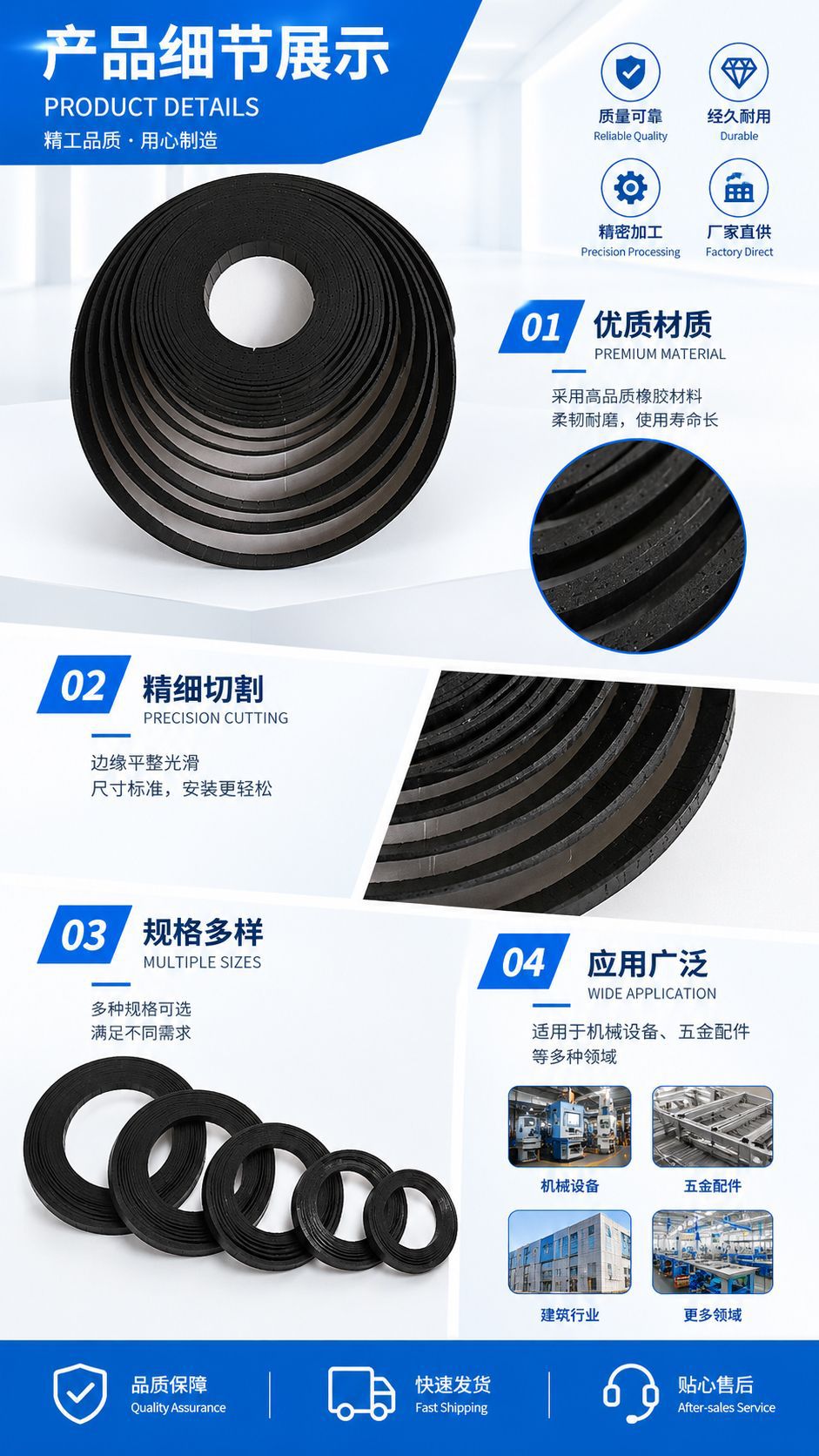 High-precision synchronous belts ensure stable operation; polyurethane toothed belts are used in industrial equipment for wear-resistant transmission; synchronous belt accessories