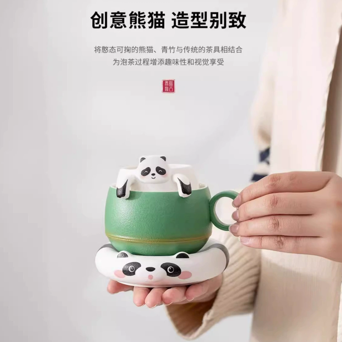 Creative tea cup, ceramic cute filter, (Physicals)