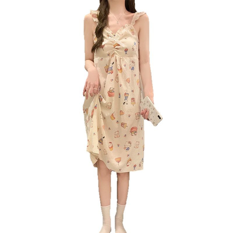 2025 nuevo HelloKitty nube pijama de algodón de mujer de verano es una linda pijama con cojín de pecho ropa para el hogar