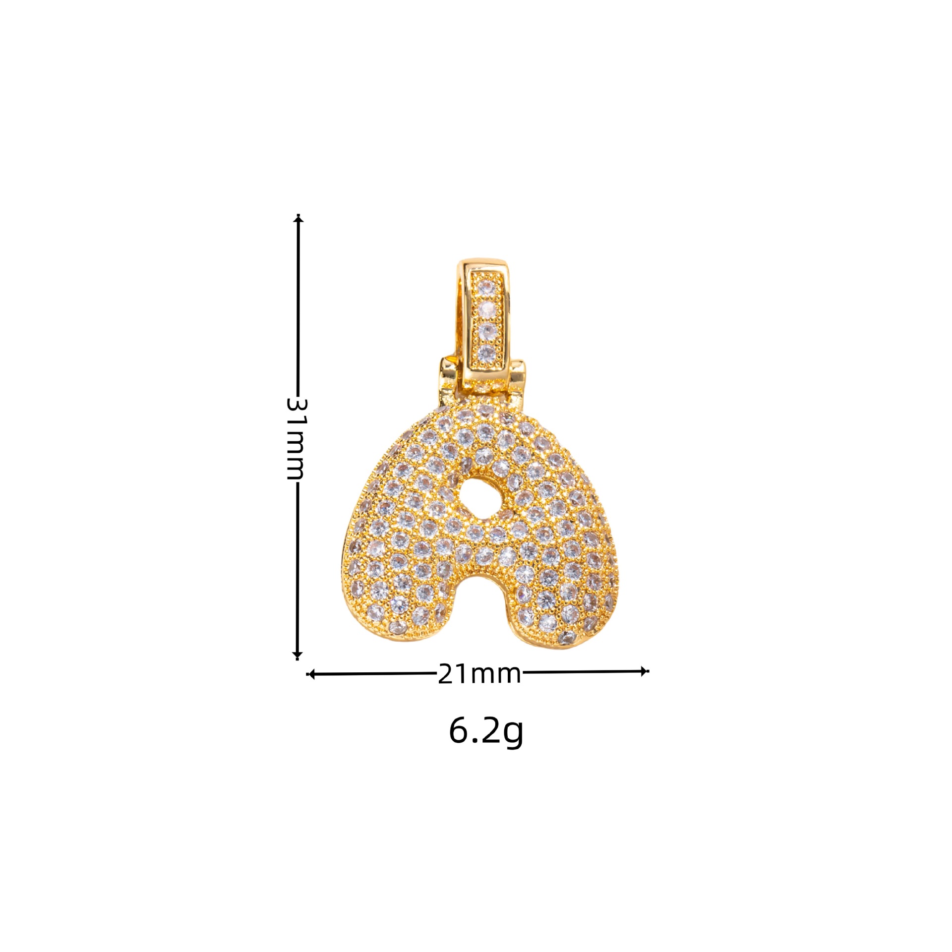 7g Weight Pendant Jewelry Making Type Golden Plated Plating Material Zircon Inlay Material 1 Piece Quantity Casual Occasion Copper Material Letter Pattern Women's Gender Simple Style Style Plating Craft 1 Piece Copper Zircon Letter Pendant 无