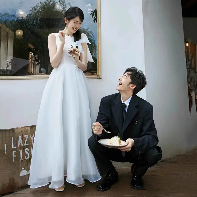 Белое свадебное платье, французский стиль, кружевное платье