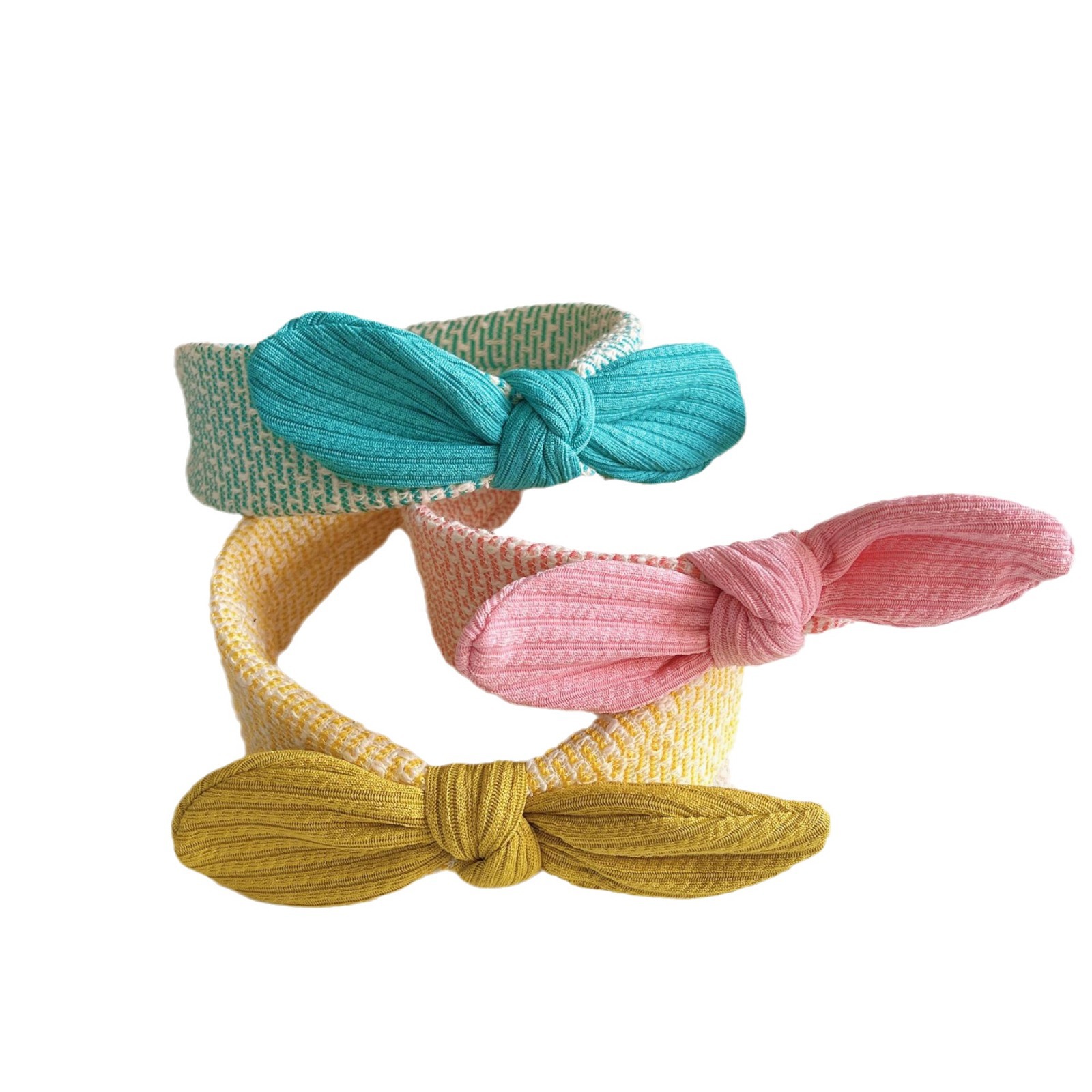 Nuevo estilo coreano lindo orejas de conejo bandas de cabello para niñas bandas de tela de borde ancho bandas de cabello de invierno y otoño arco bandas de cabello para niños