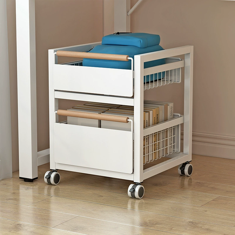 Железная стойка для хранения школьных сумок, книжная полка, напольная съемная тележка на колесиках под столом, книжная полка, стальная полка для хранения p ^