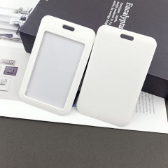 Pure White Sliding Card Case for Printing Patterns Student Meal Card Case Badge Work ID Printing Logo Campus Wholesale