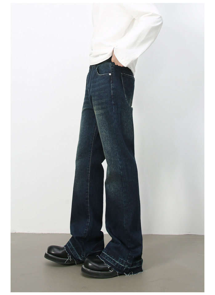 Quần jean nam ống loe nhẹ kiểu Mỹ, quần dài denim thoải mái — màu xanh chi tiết 11