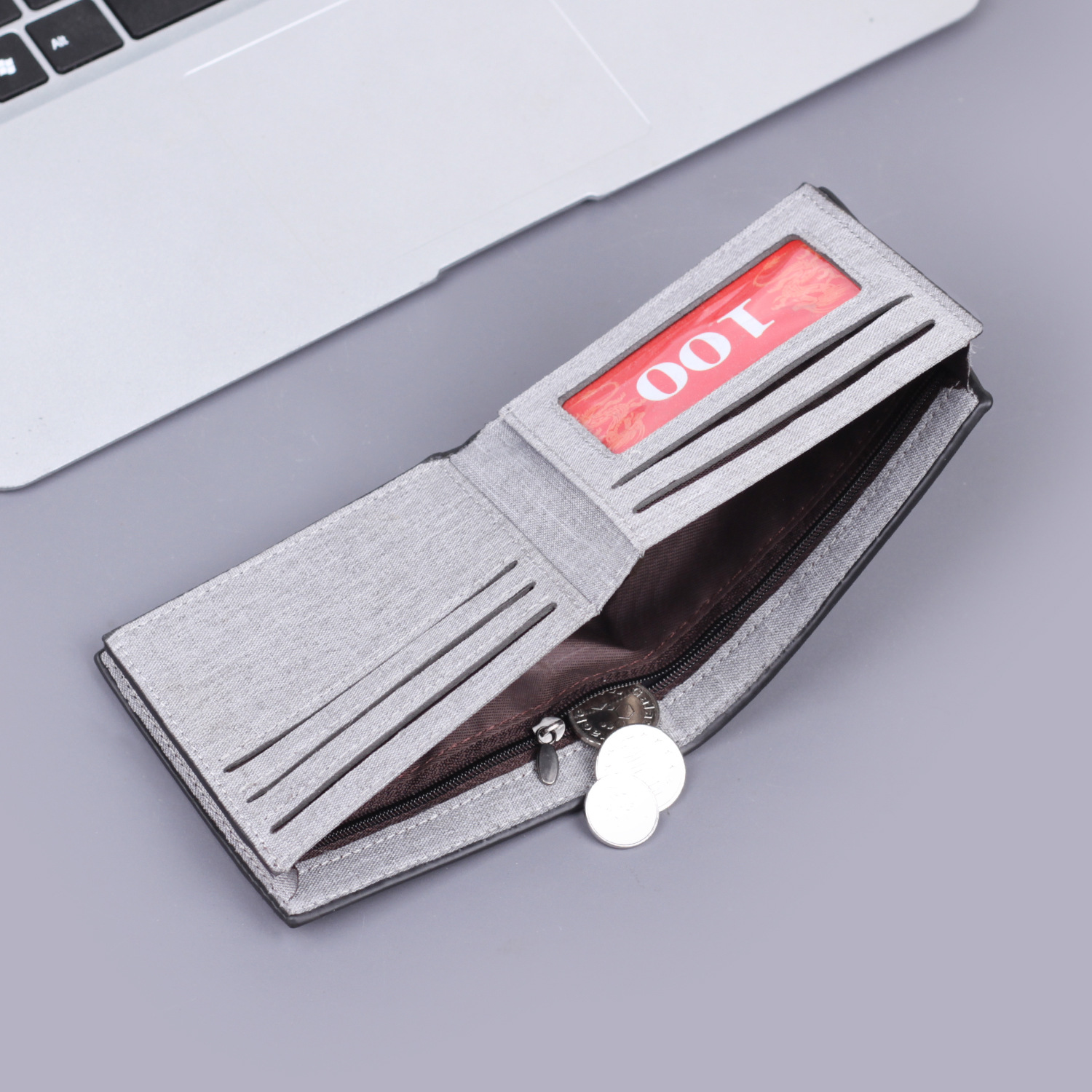 Cartera de lona para hombres cartera corta de grosor cartera de efectivo de gran capacidad cartera de hombres cartera transfronteriza