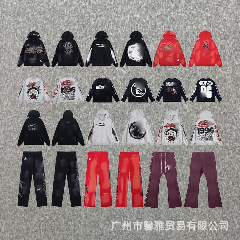 American Trendy Brand Hooded Sweatshirt Jacket for Men and Women, Casual Round Neck Sweatshirt, Loose Sweatshirt, Versatile Sweatpants Suit