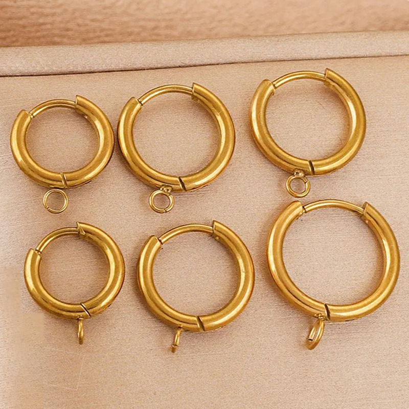 メーカー在庫 チタン鋼溶接リングイヤリング チタン鋼鏡面大リングイヤリング 真空金メッキDIYジュエリーアクセサリー|undefined