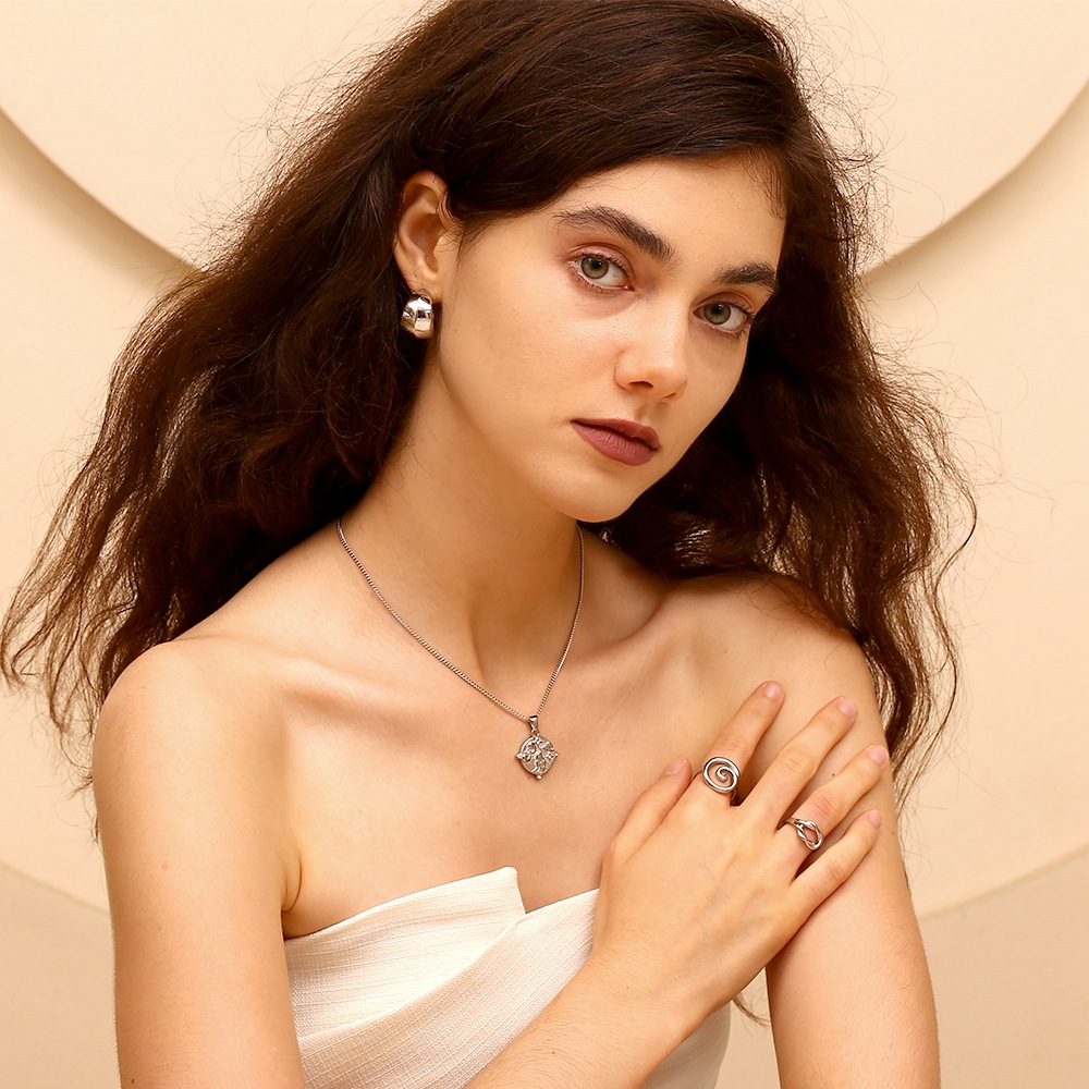 Zircon Inlaid Tarot Stainless Steel Pendant Necklace