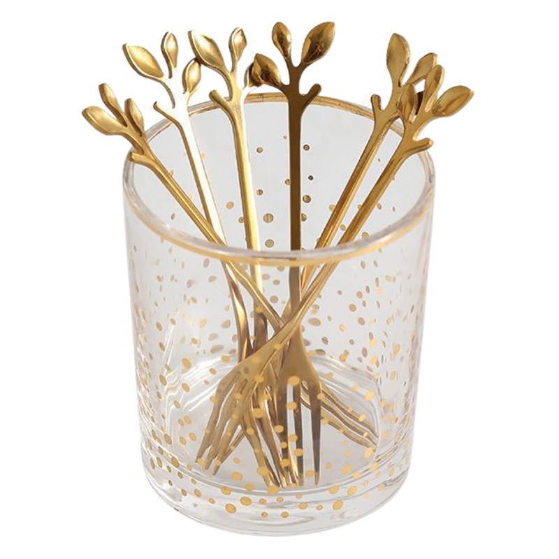 Вилка для фруктов из нержавеющей стали, роскошная высокая стоимость красоты, модная вилка для фруктов с листьями, бытовые креативные Фруктовые палочки