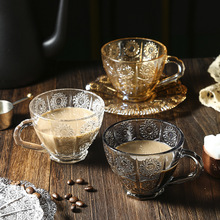 复古咖啡杯碟套装玻璃制品日式拉花杯欧式手冲咖啡杯