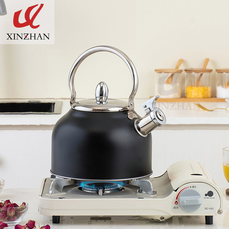 Acero inoxidable negro plegable mango silbato hervidor Amazon transfronterizo de sonido hervidor de agua de gran capacidad cocina hervidor de sonido