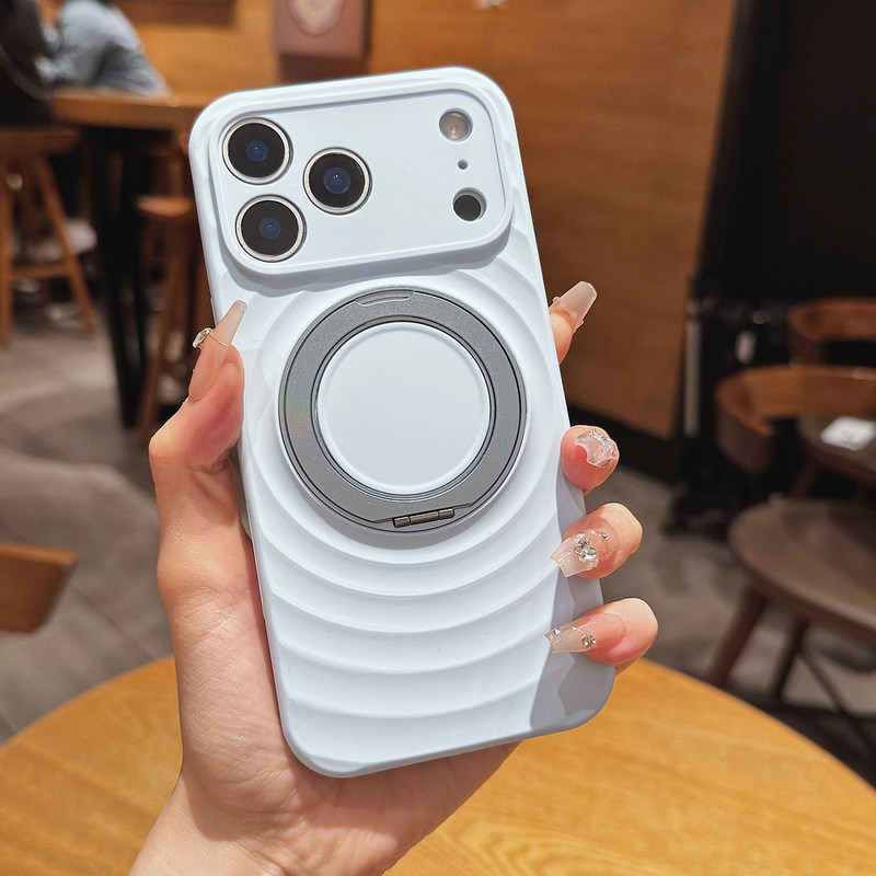 Wave Pattern 360-Degree Rotating Magnetic Stand Suitable for iPhone 17 Pro Max Skin-Feel Phone Case Apple 16 Full Coverage