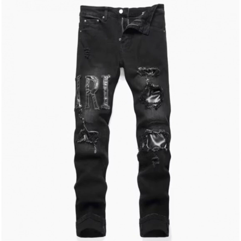 Джинсы, эластичные брюки, корейский стиль, с вышивкой, slim fit