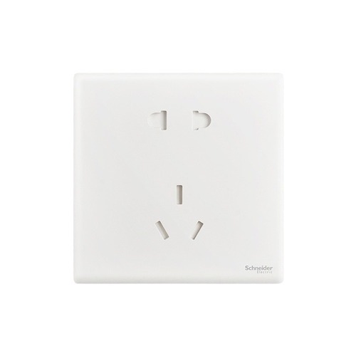 Schneider Zinbo Switch and Socket, Zinbo Velvet White, 86mm, One-Pole Double Control, Five-Hole Wall Socket with USB and Air Conditioner Socket