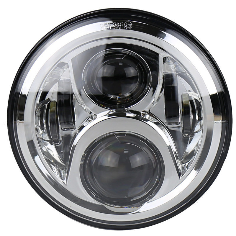 7inch Harley Wrangler Headlight 6-Bead 60W Modified Off-Road Motorcycle Led Headlight with Angel Eye White and Yellow