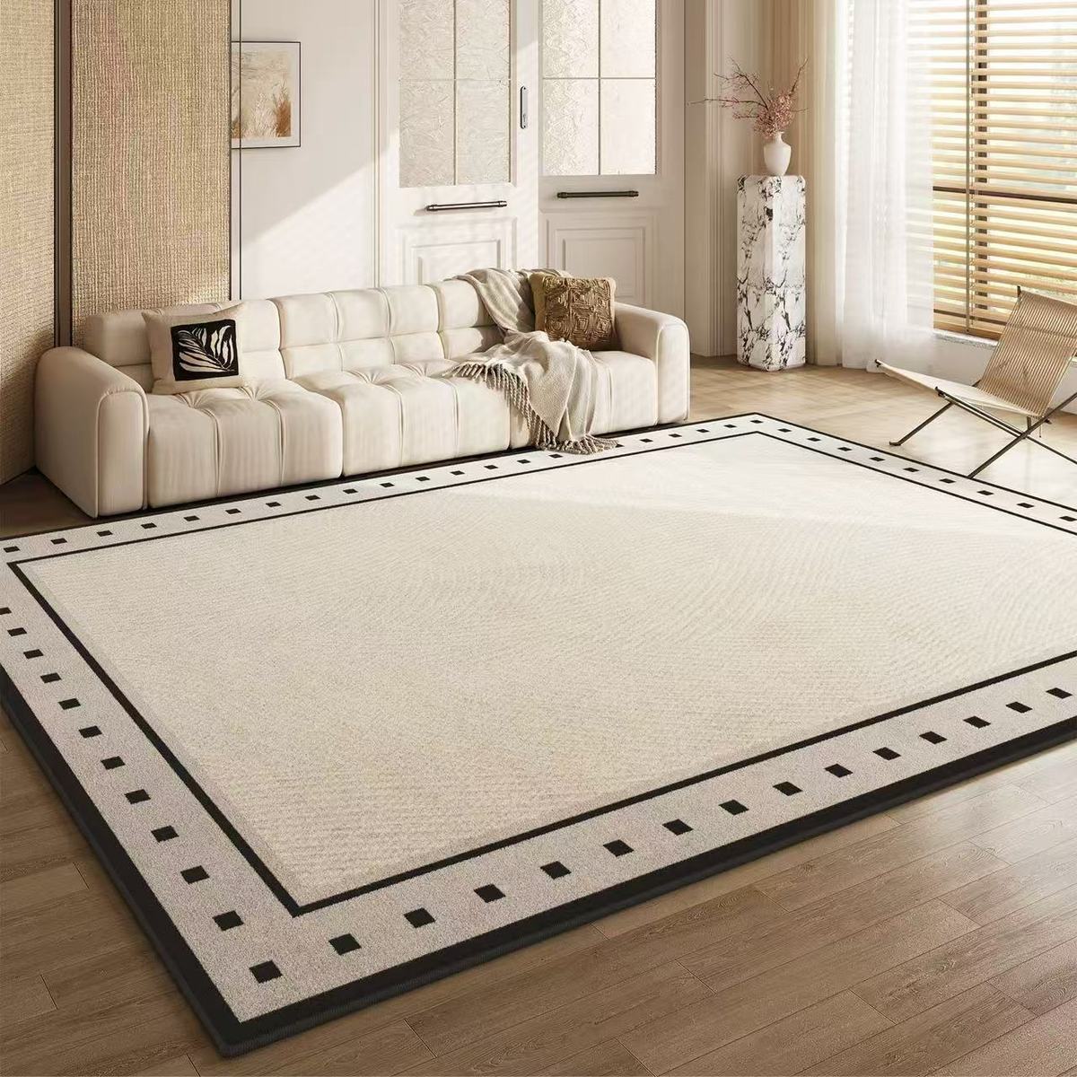 Living Room Carpet, New Cream Style, Anti-Fouling and Stain-Resistant Sofa Coffee Table Mat, Bedroom Bedside Large Area Covered with Thickened Version