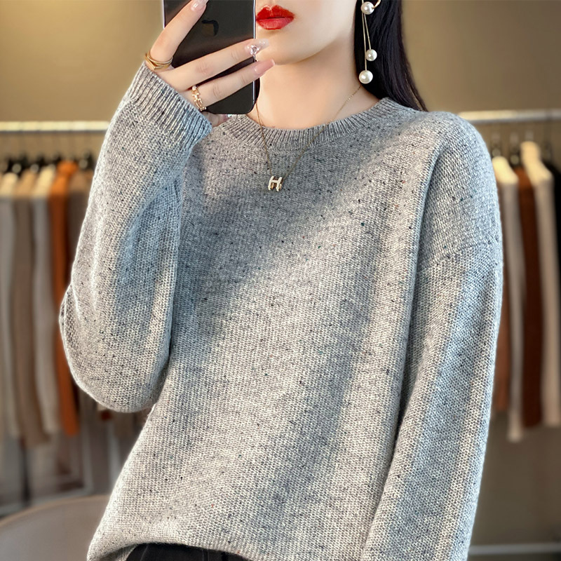 Round Neck Fashionable All-match Wool Sweater For Women In Autumn And Winter Season Loose Large Size Sweater Inner Bottoming Shirt