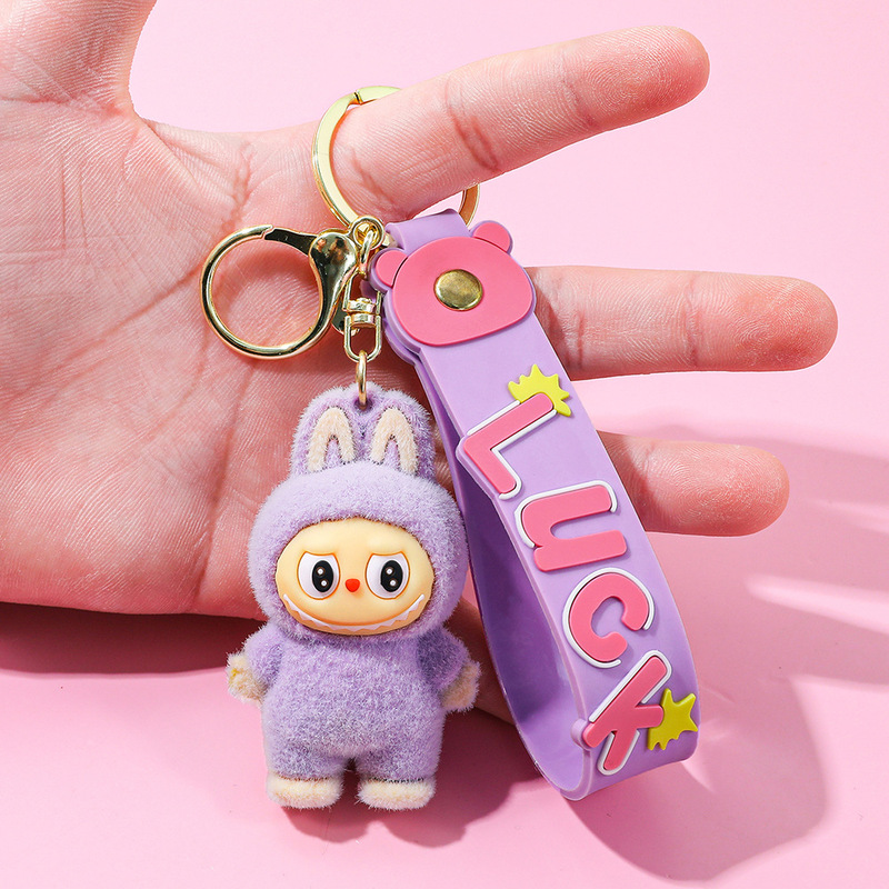 Labubu ラブブキーホルダー漫画出っ歯少年人形スクールバッグペンダント車のキーチェーンギフト卸売|undefined