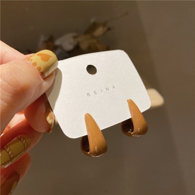 ドーパミンフレッシュコントラストカラー油滴幾何学的な愛のイヤリング女性のためのかわいい甘い花のイヤリング|undefined
