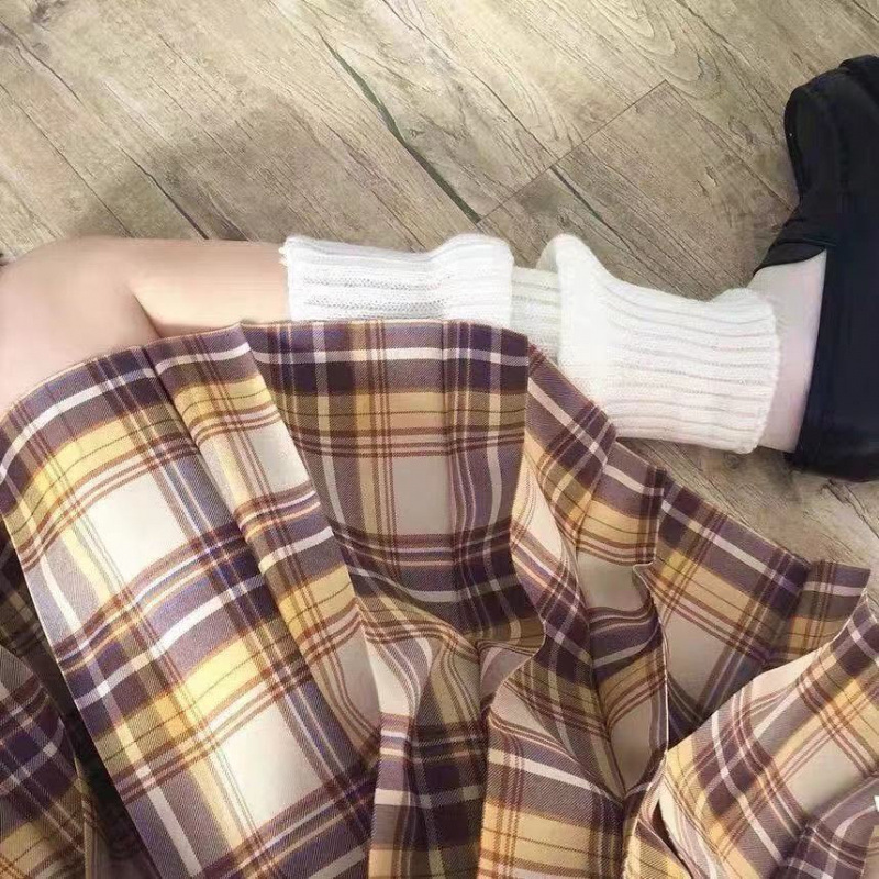 야마부키 체크 스커트 + 매칭 체크 보타이#뜨거운 판매 42cm