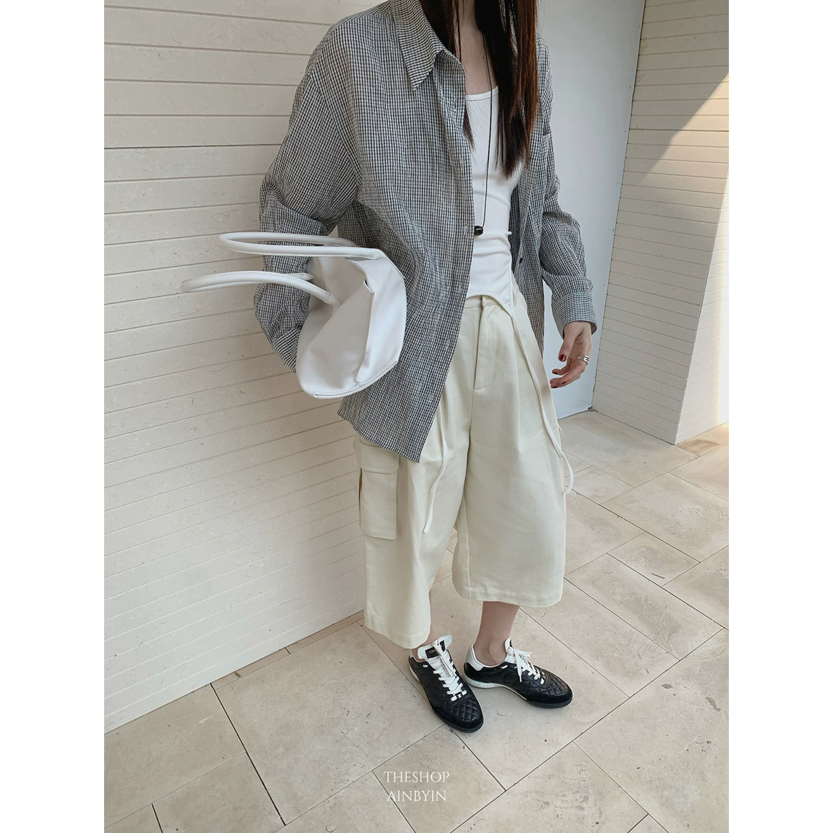 Yi En Oinbyin Ретро свободная клетчатая рубашка с длинными рукавами солнцезащитный топ летняя тонкая повседневная рубашка для женщин