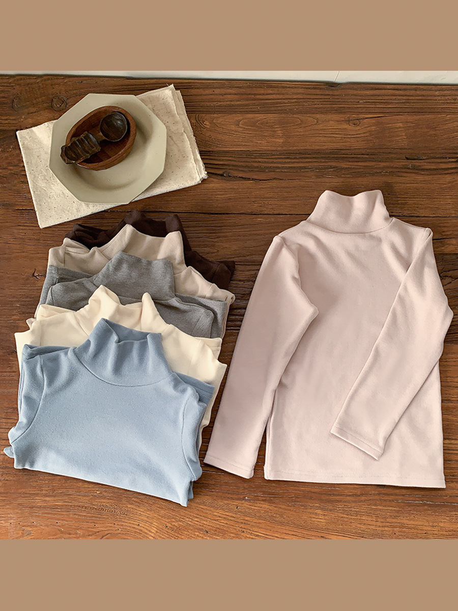 Sugar Pear ropa infantil de invierno para niños de cuello alto camiseta de fondo con 2024 nueva camiseta infantil ropa de bebé