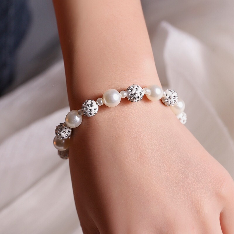 Korean Style New Hot-Selling Bracelet, Simple Pearl and Diamond Ball Beaded Bracelet, Sweet Shambala Bracelet for Women Korean Style New Hot-Selling Bracelet, Simple Pearl and Diamond Ball Beaded Bracelet, Sweet Shambala Bracelet for Women