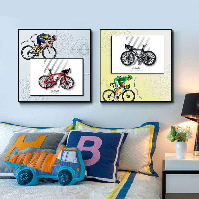 Bicicleta colgante pintura bicicleta de aleación retro modelo de bicicleta antigua bicicleta de metal habitación de los niños dormitorio pintura decorativa