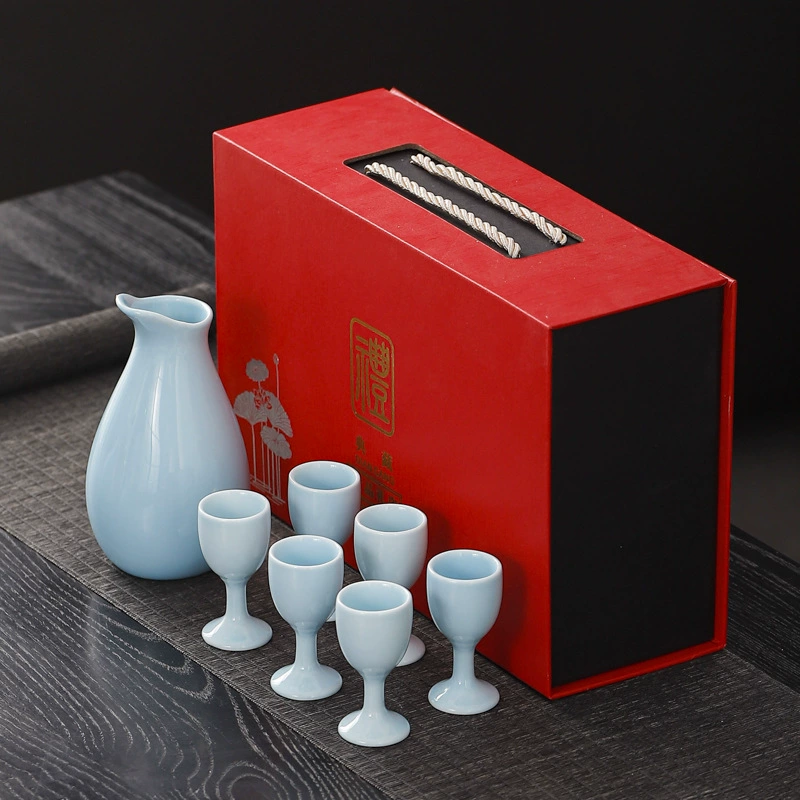 Один горшок, шесть чашек, керамический набор для вина, набор в подарочной упаковке для бокалов, бытовой горшок для горячего вина, разделитель для вина, чашка для белого вина цвета селадона