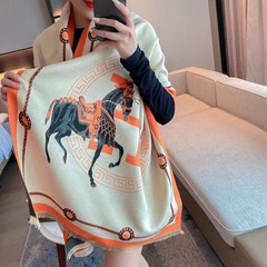 秋冬五葉草海星柄スカーフ レディース カシミヤウール ラウンドネック ライブ配信人気商品 ロング丈 エアコン対策ショール 両面使用可能