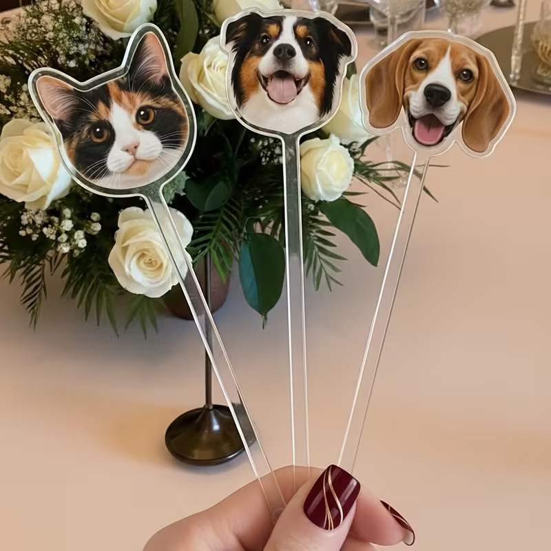 Cross-Border Acrylic Stir Stick Custom Pet-Themed Wedding Cocktail Stirrer Coffee Beverage Bar Mixing Stick
