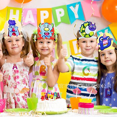 字母头饰生日派对儿童角色扮演蒙特梭利教师助手卡通帽子演出头套|ms