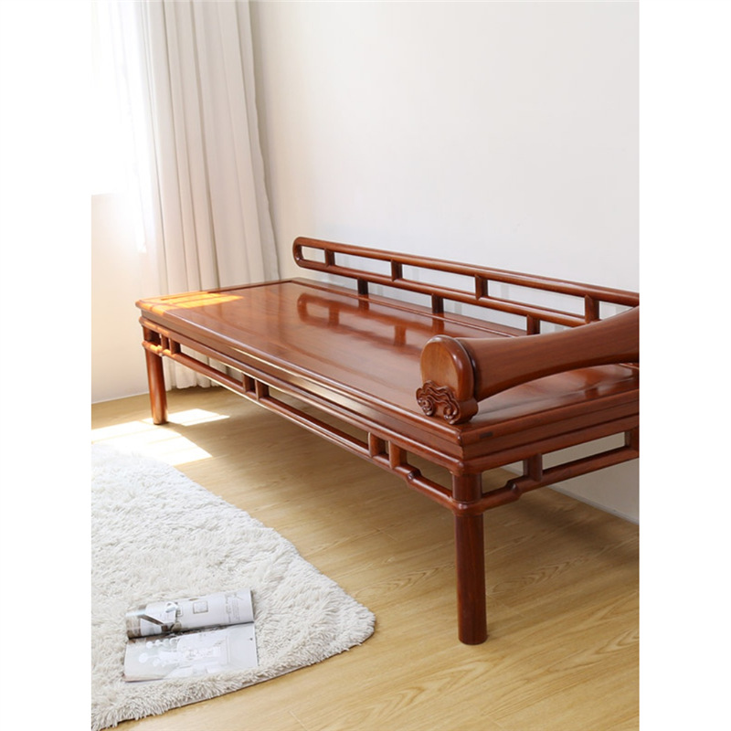 贵妃榻明式罗汉床红木枕木午睡床榻血檀中式藤面逍遥椅花梨家具