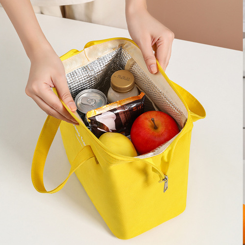 Steel frame lunch bag with large capacity ice bag, thick insulation and preservation bag for office hand-held rice box bag, Oxford cloth lunch bag